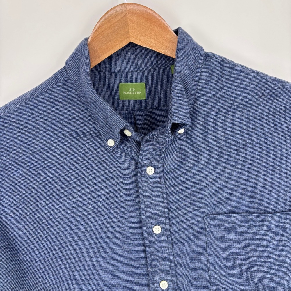 Sid Mashburn Button Down Shirt Mens Large Blue Long Sleeve Cotton Oxford Classic